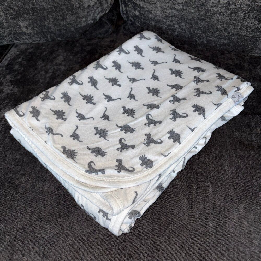 Copper Pearl Black White Dinosaur Stripe Baby Blanket Thick Rayon Stretchy